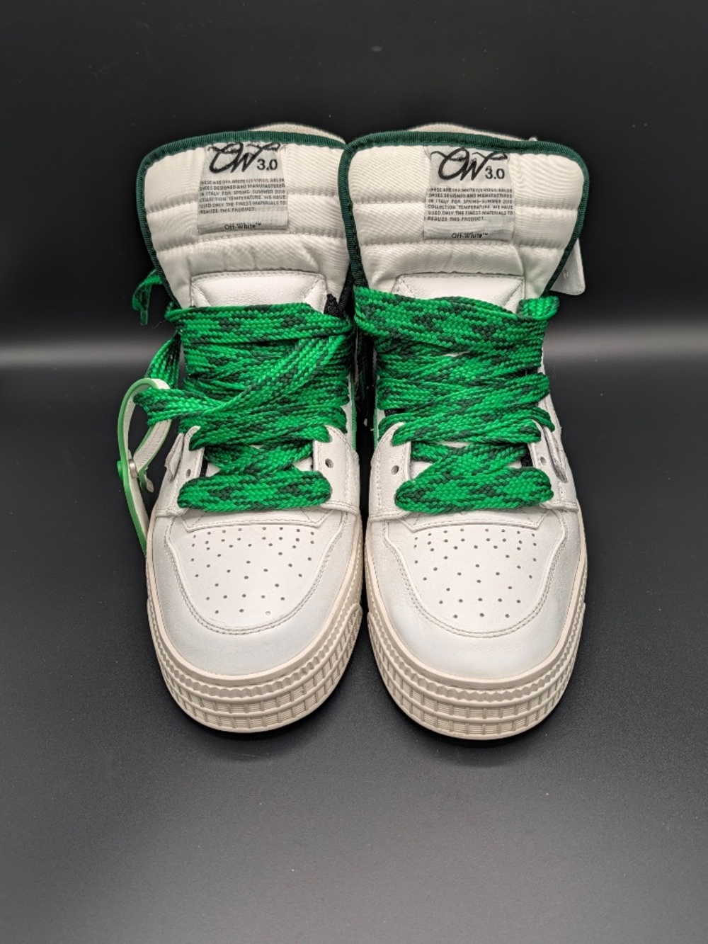 Off-White c/o Virgil Abloh 3.0 Off-Court Sneakers White Green Mens 12.5 EU 45 20